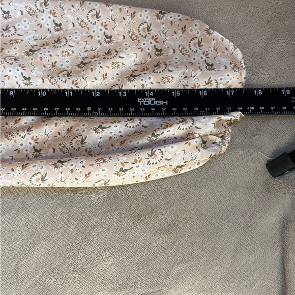 Molly Green Tiny Floral Cropped Top Blue White Silky Satin Look  Cottage Core M - Picture 6 of 8